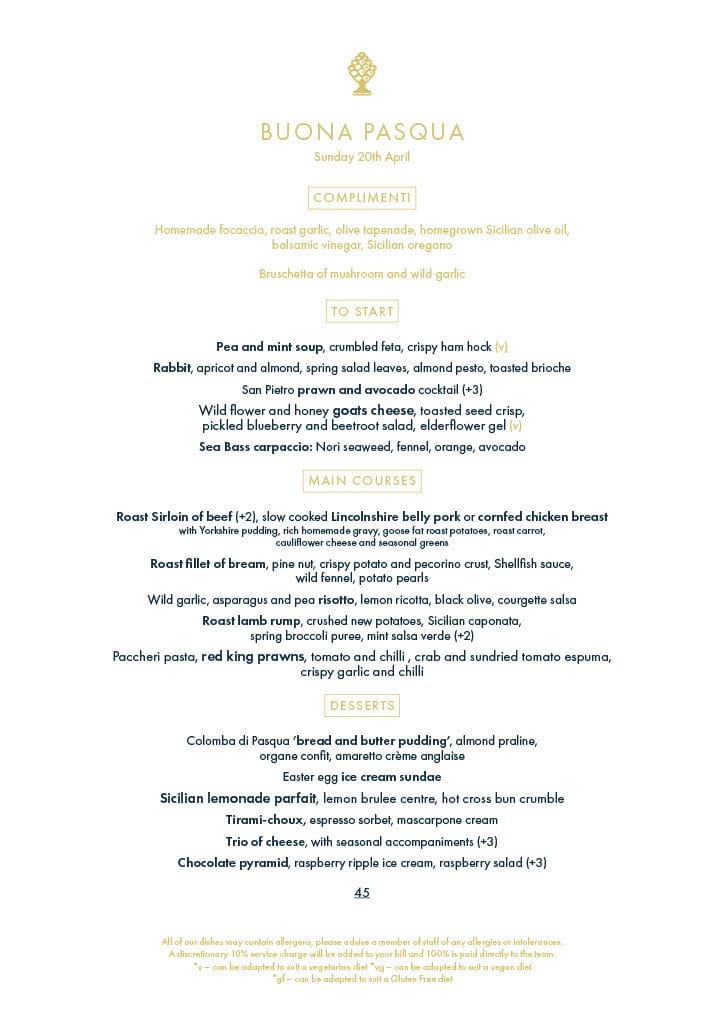 Easter menu
