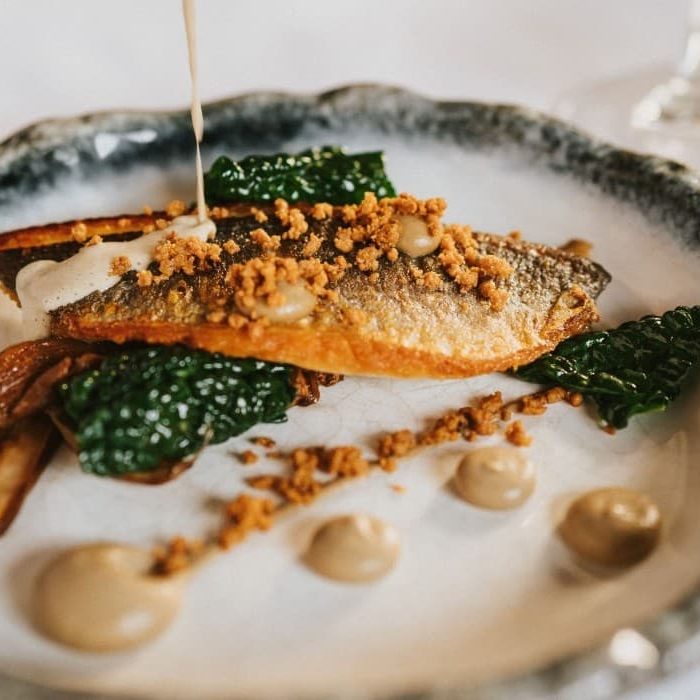 Fish main course plated up