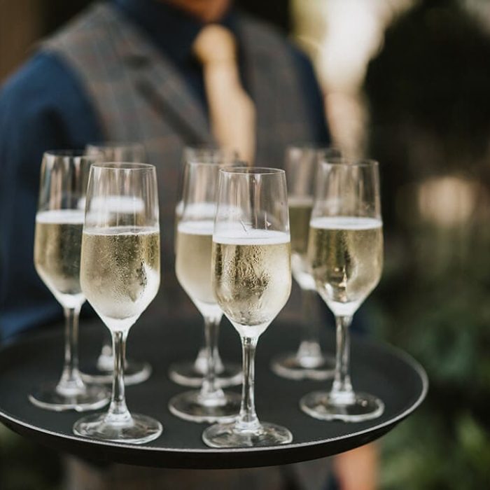 Glasses filled with prosecco